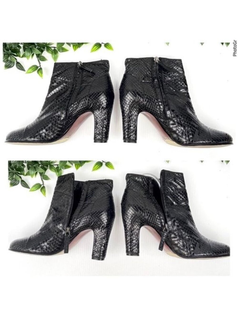 Sam Edelman Salina 2 Ankle Booties Black Snakeskin Embossed 7.5 - Picture 8 of 10